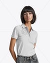 Young Woman Wearing Polo Shirt and Jeans Mockup