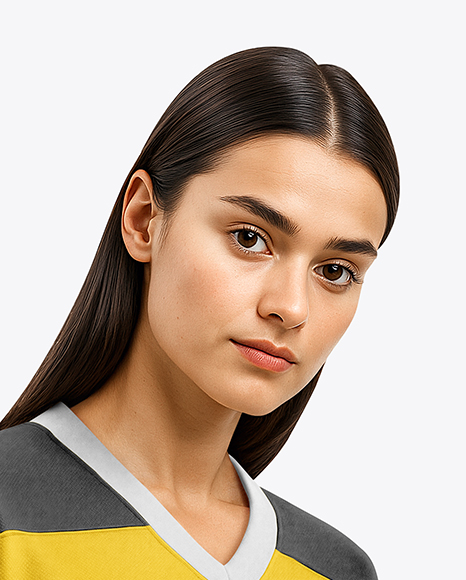 Woman Wearing Ice Hockey Jersey Mockup