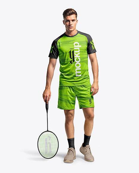 Man Wearing Badminton Uniform Mockup