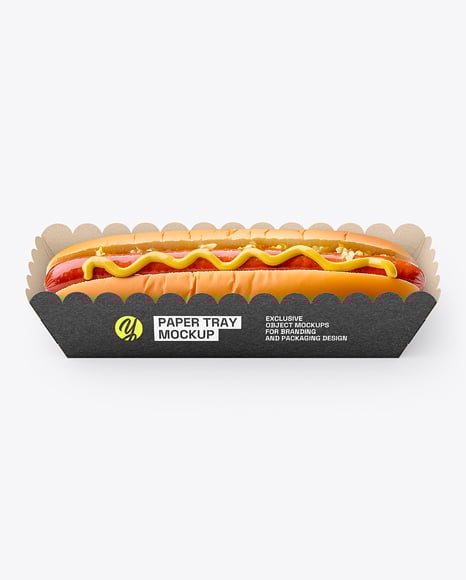 Kraft Paper Tray with Hot Dog Mockup - Carton box