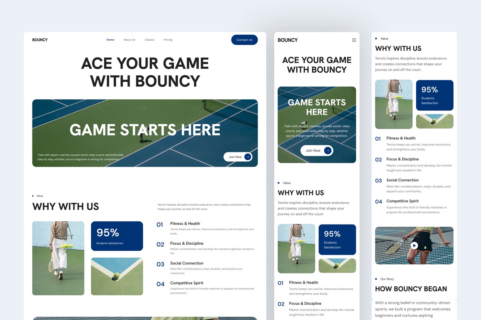 Bouncy - Tennis Academy Website UI Figma Template