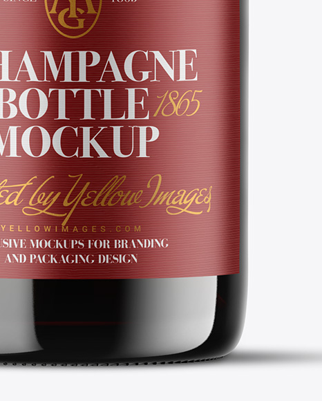 Green Glass Red Champagne Bottle Mockup