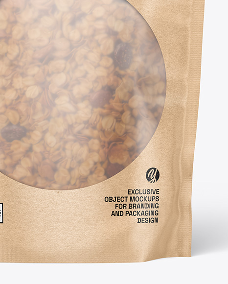 Frosted Stand-Up Pouch w/ Granola Mockup