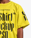 Black Boy Wearing Oversize T-Shirt and Baseball Cap Mockup