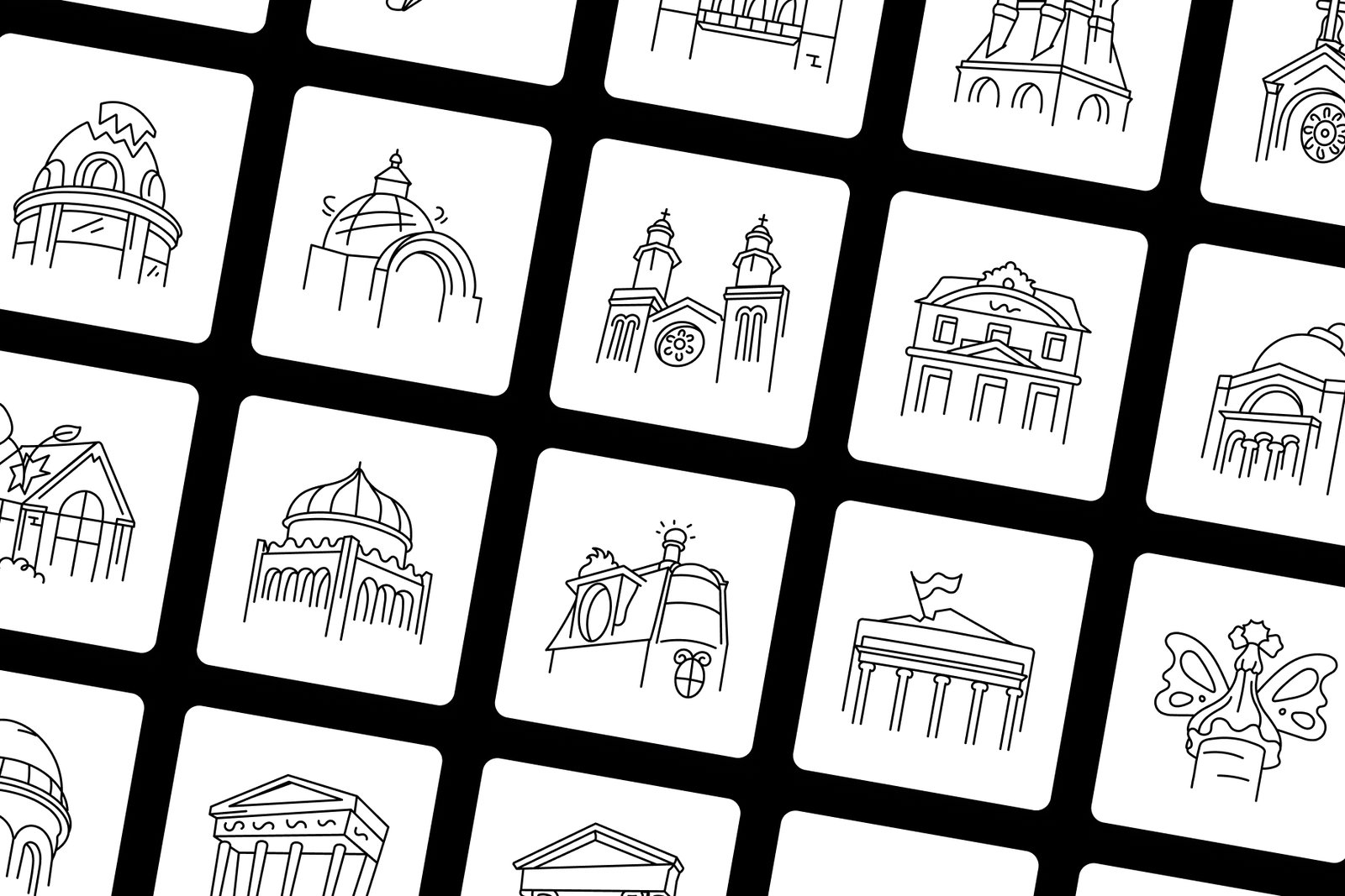 Paris Landmark Icon Set