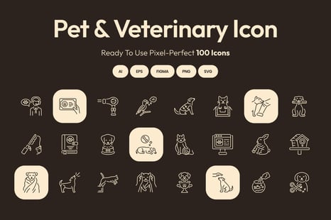Pet and Veterinary Icon Set