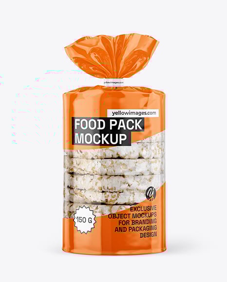 Transparent Package with Puffed Cakes Mockup - Cereal box mockup