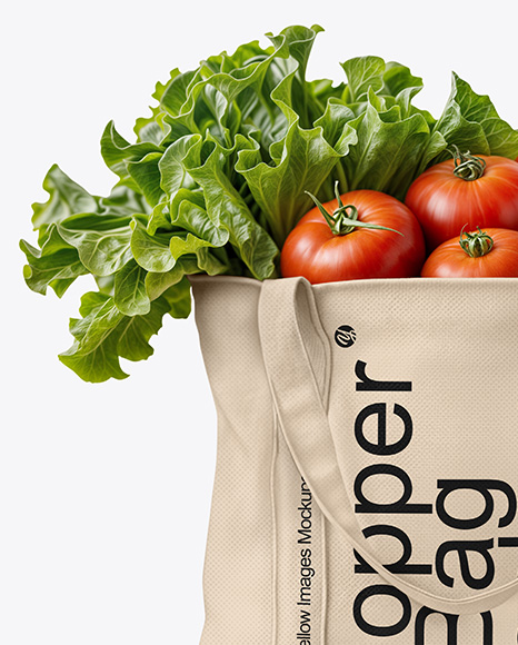 Shopper Bag with Vegetables Mockup