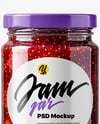 Clear Glass Jar with Mixed Fruits Jam Mockup