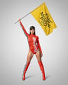 Woman Wearing Bodysuit with Flag Mockup