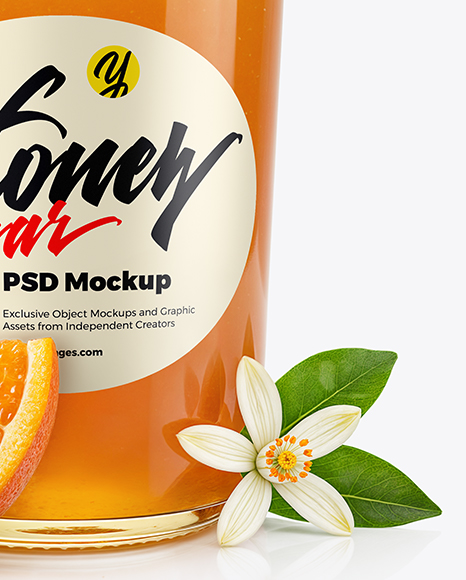 Glass Jar with Orange Blossom Honey Mockup