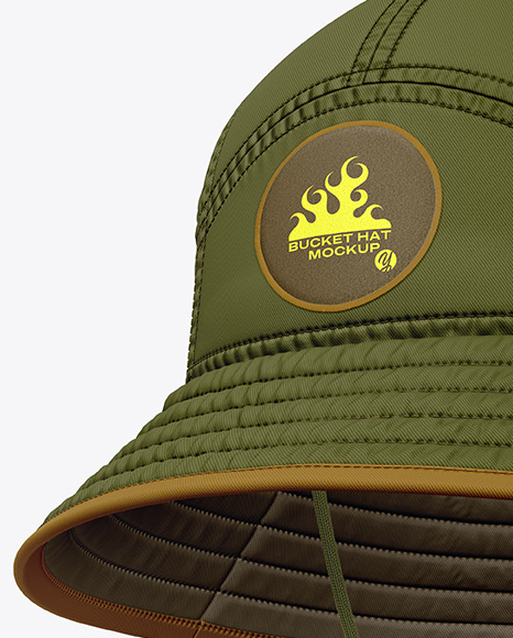 Twill Bucket Hat Mockup - Front Half Side View