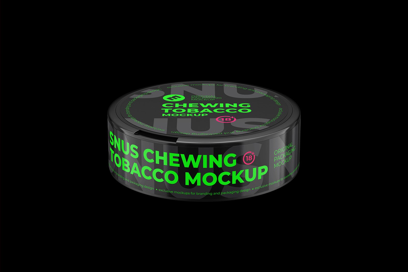 Snus Chewing Tobacco Can Mockup. High angle shot. With One Lock