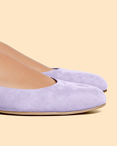 Suede Ballet Flats on Woman's Legs Mockup