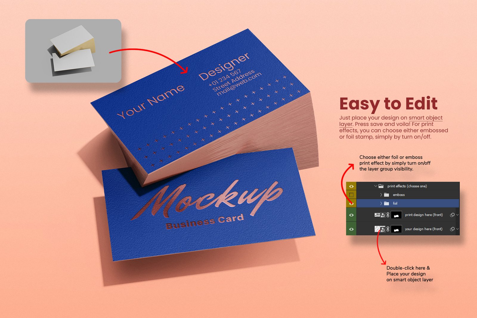 Stacked Business Card Mockup Set (US Size)