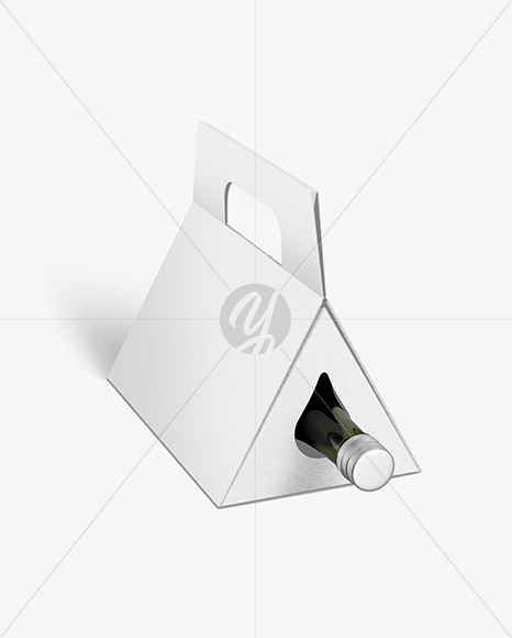 Triangular Kraft Box with Wine Bottle Mockup