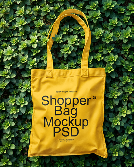 Tote Bag on a Leafy Greens Background Mockup - Fabric mockup