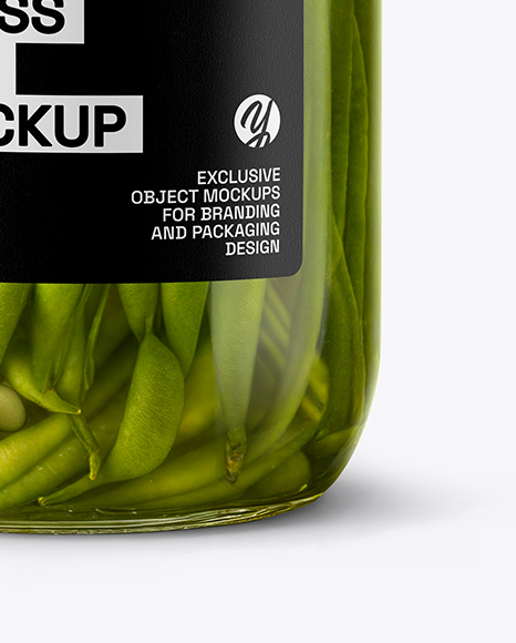 Clear Glass Jar with Pickled Green Beans Mockup