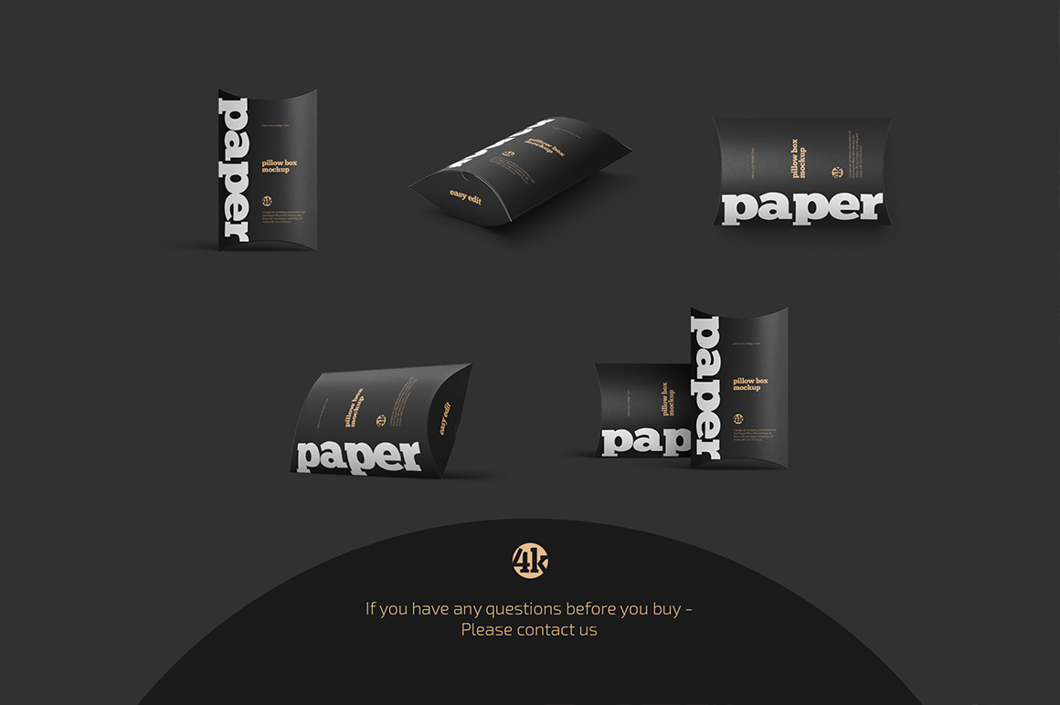 Paper Pillow Box Mockup Set