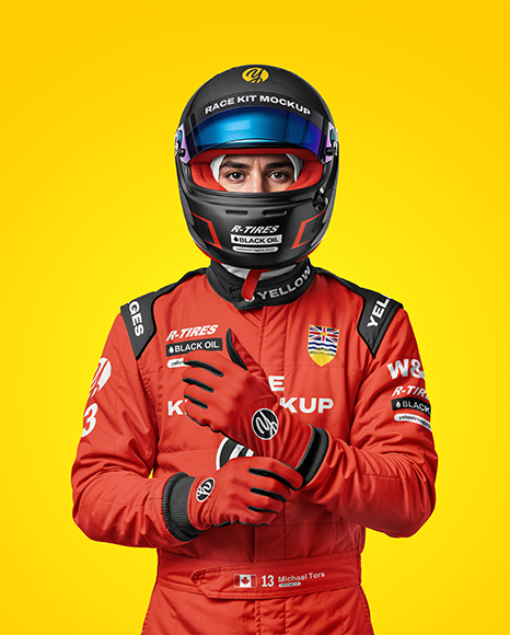 Man Wearing Racing Kit Mockup