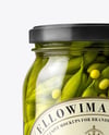 Clear Glass Jar with Pickled Green Beans Mockup