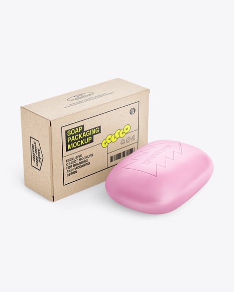Soap Bar with Kraft Paper Box Mockup