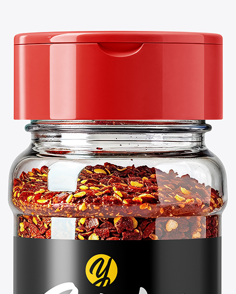 Glass Jar with Chili Pepper Flakes Mockup