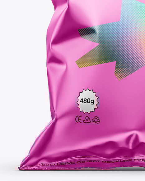 Matte Metallic Snack Bag Mockup