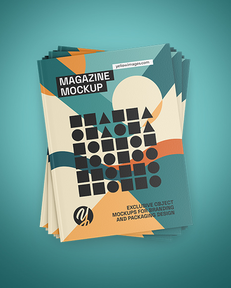 Seven Magazines Mockup - Top View