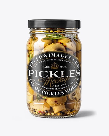 Glass Jar with Sliced ​​Champignons Mockup
