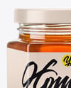 Hexagonal Glass Jar with Wildflower Honey Mockup