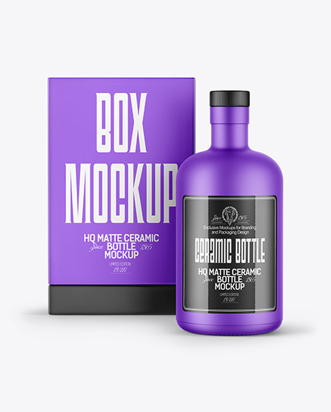 Ceramic Bottle with Box Mockup