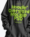 Smiling Old Woman Wearing Oversize Hoodie & Sweatpants Mockup