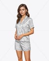 Woman Wearing Pajamas with Shorts Mockup