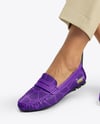 Leather Moccasins on Women's Legs Mockup