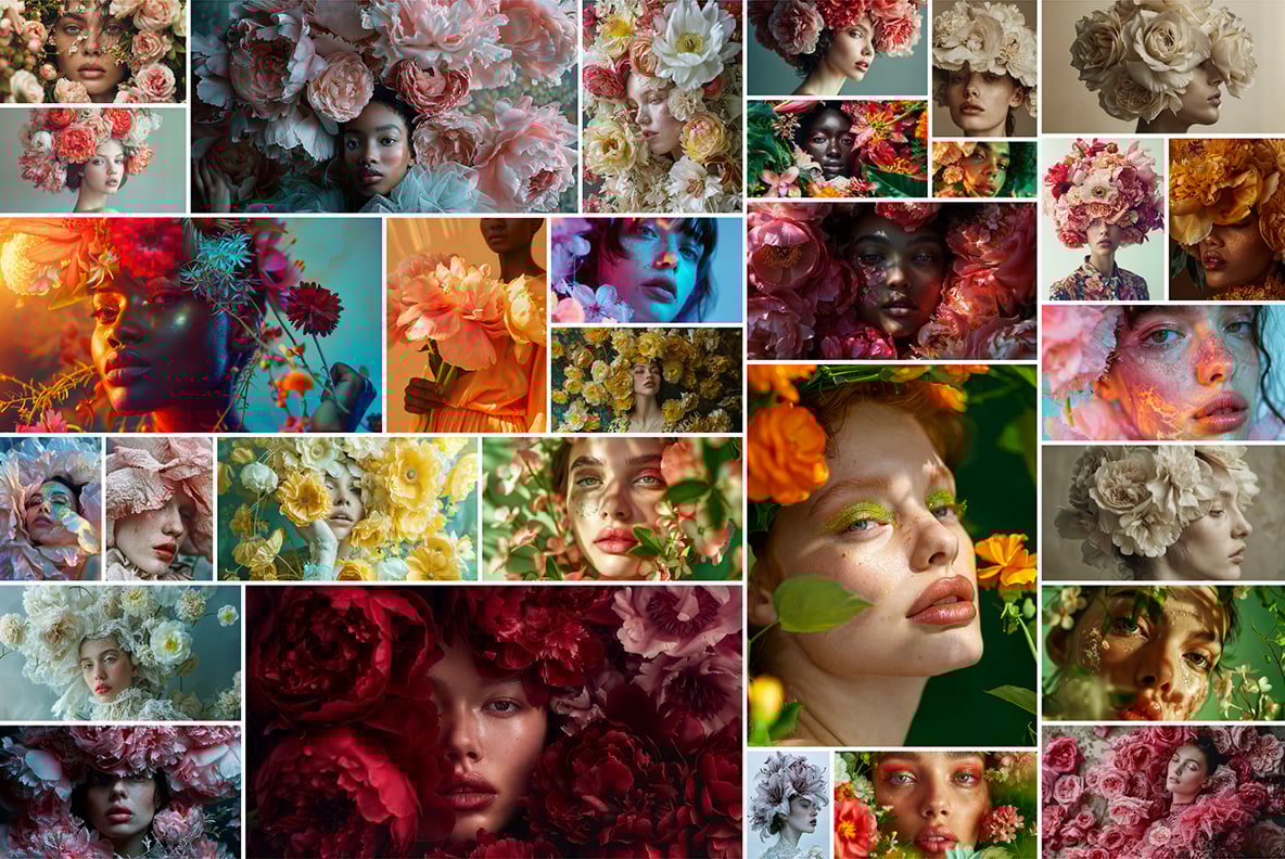Fashion models in flowers