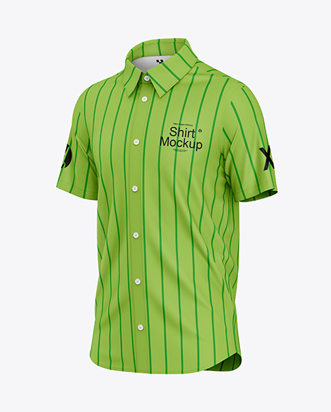 Men's Short Sleeve Shirt Mockup - Half Side View