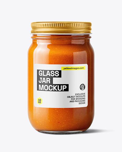 Clear Glass Jar with Lobster Bisque Mockup - Sauce bottle mockup