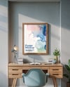 Wooden Framed Poster in a Cozy Workspace Mockup