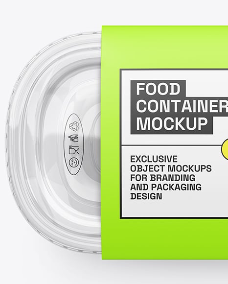 Clear Plastic Container in Paper Sleeve Mockup
