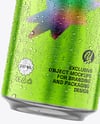 500ml Aluminium Can with Drops in the Hand Mockup
