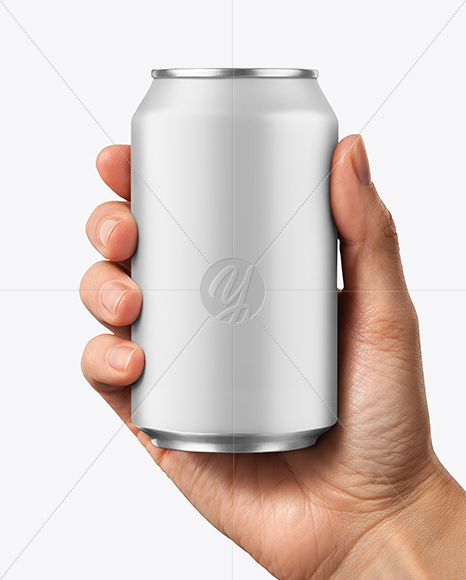 355ml Matte Aluminium Drink Can in Hand Mockup