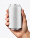 355ml Matte Aluminium Drink Can in Hand Mockup