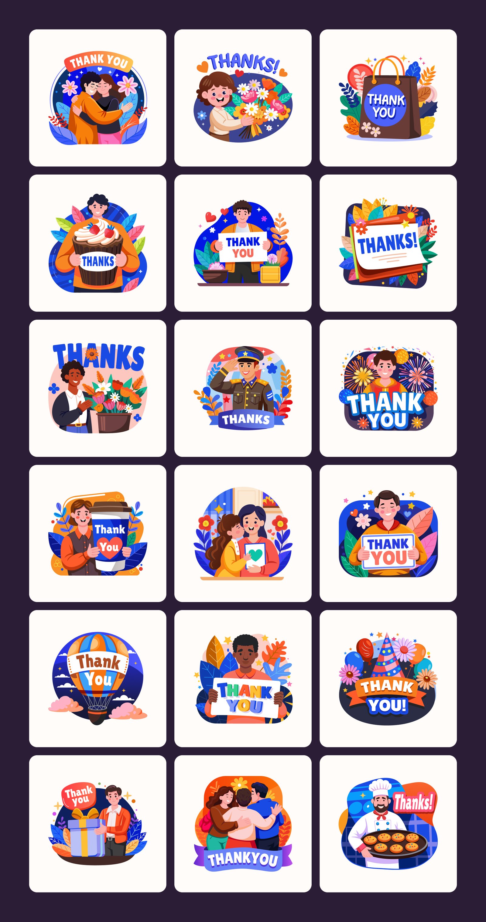 Thank You Illustration Set