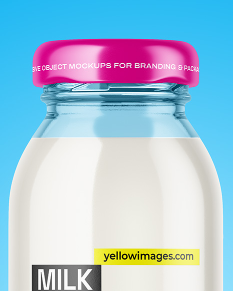 Clear Glass Bottle With Milk Mockup