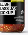 Clear Glass Jar with Sweet Relish Sauce Mockup