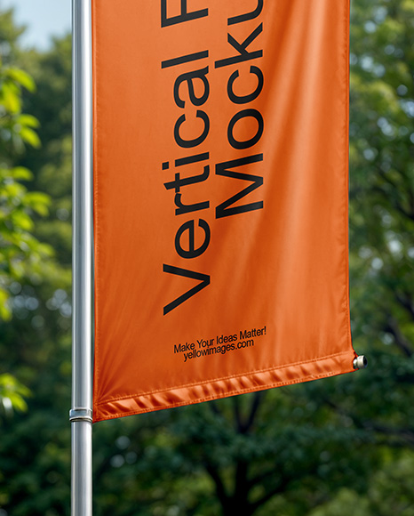 Banner Flag with Metal Flagpole Mockup