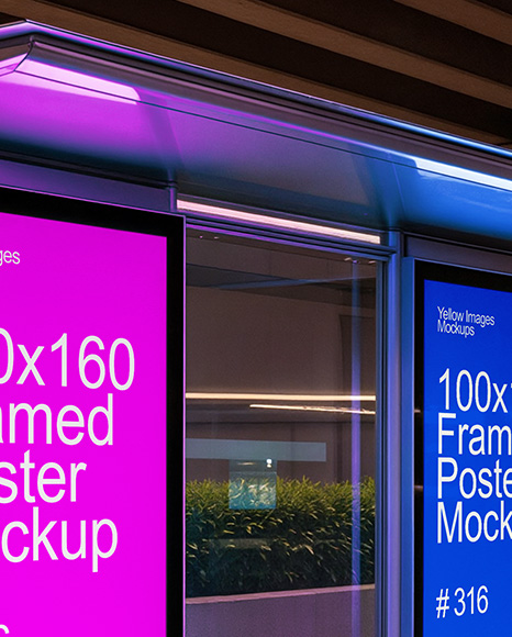 Bus Stop with Posters Mockup
