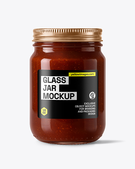 Glass Jar with Barbecue Sauce Mockup - Sauce bottle mockup