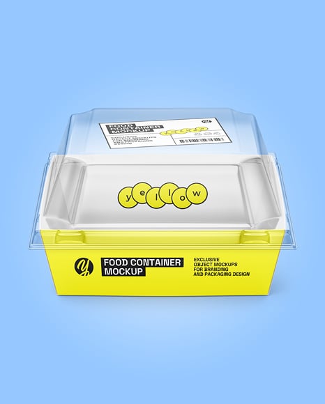 Paper Food Box with Clear Plastic Lid Mockup